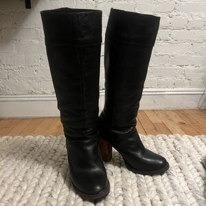 H&M Genuine Leather Black Knee High boots